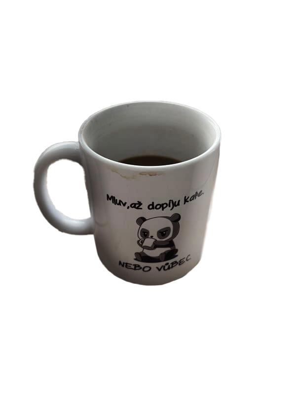 panda hrnek s kávou